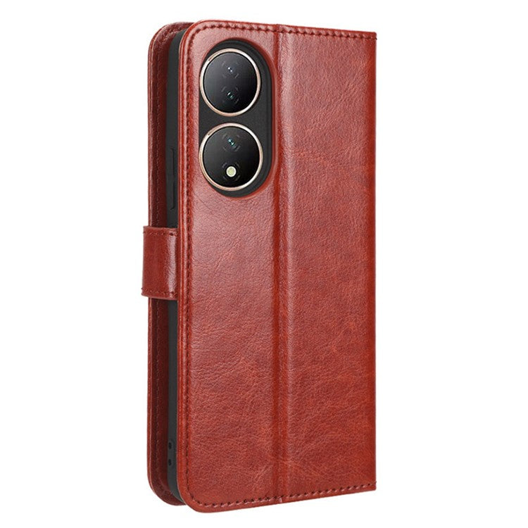 For vivo Y100 5G / T2 5G Crazy Horse Texture PU Leather Wallet Case Phone Cover with Stand - Brown