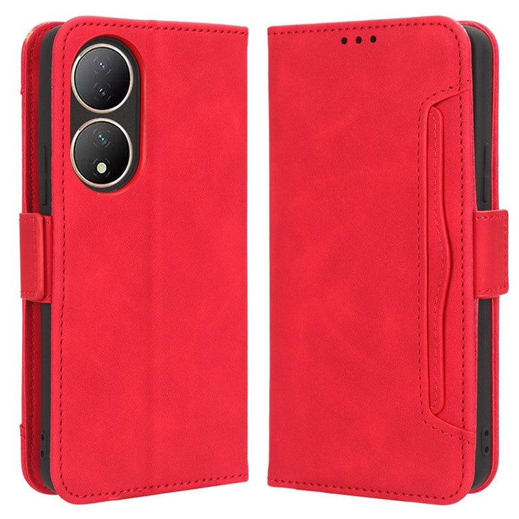 For vivo Y100 5G / T2 5G Multiple Card Slots Drop-proof PU Leather Phone Case Stand Wallet Cover - Red