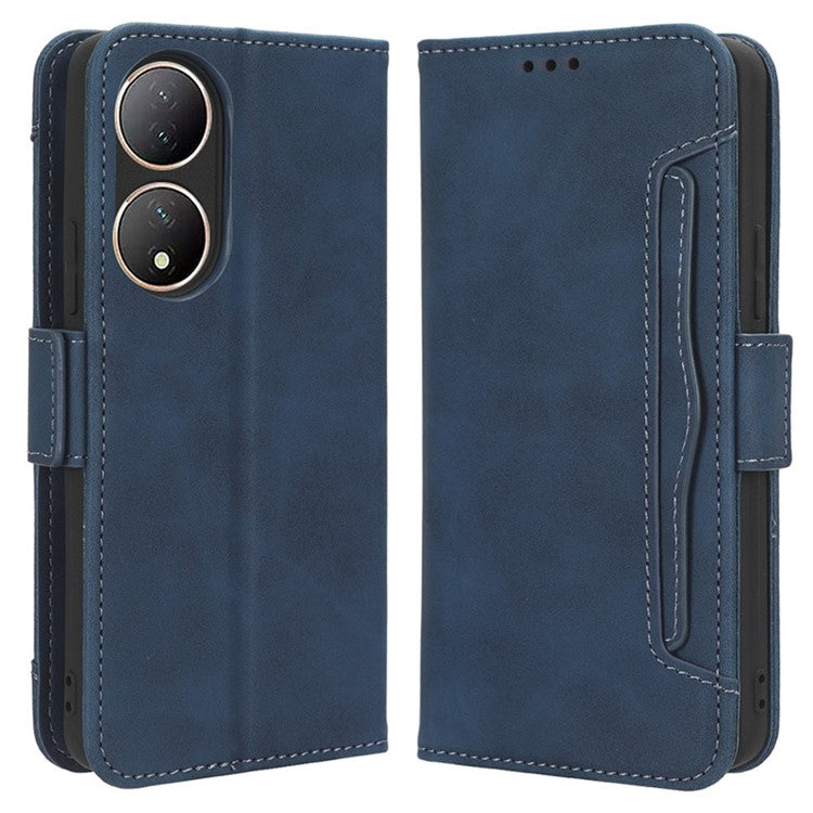 For vivo Y100 5G / T2 5G Multiple Card Slots Drop-proof PU Leather Phone Case Stand Wallet Cover - Blue