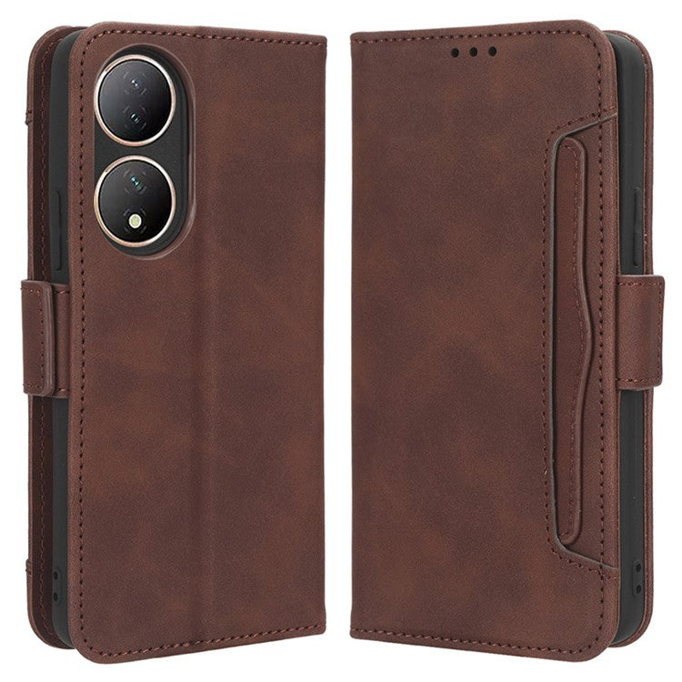 For vivo Y100 5G / T2 5G Multiple Card Slots Drop-proof PU Leather Phone Case Stand Wallet Cover - Brown