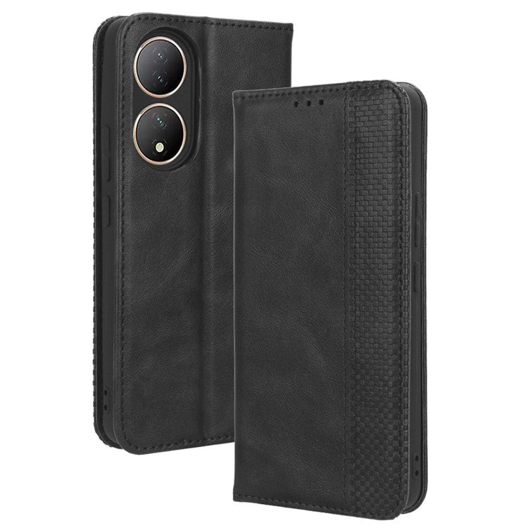 For vivo Y100 5G / T2 5G Magnetic Closing PU Leather Anti-drop Case Stand Wallet Phone Cover - Black