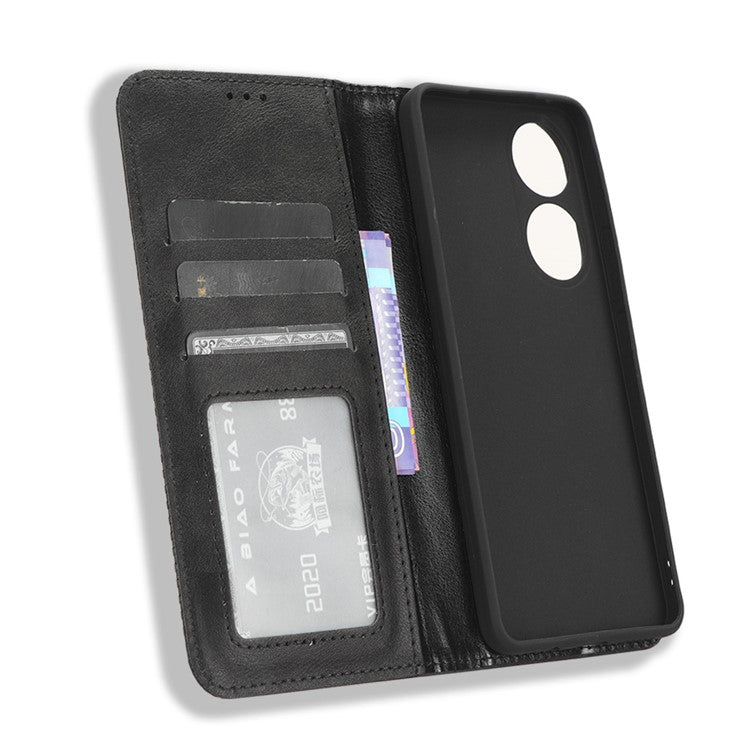 For vivo Y100 5G / T2 5G Magnetic Closing PU Leather Anti-drop Case Stand Wallet Phone Cover - Black