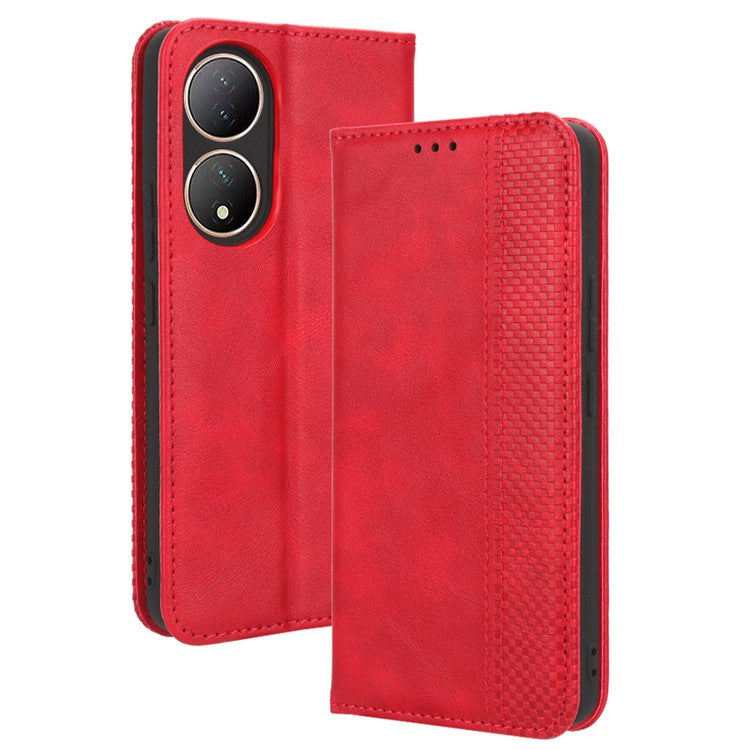 For vivo Y100 5G / T2 5G Magnetic Closing PU Leather Anti-drop Case Stand Wallet Phone Cover - Red