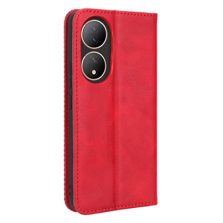 For vivo Y100 5G / T2 5G Magnetic Closing PU Leather Anti-drop Case Stand Wallet Phone Cover - Red