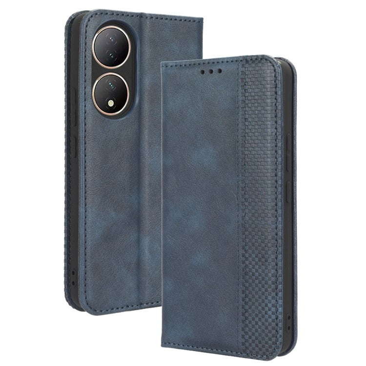 For vivo Y100 5G / T2 5G Magnetic Closing PU Leather Anti-drop Case Stand Wallet Phone Cover - Blue