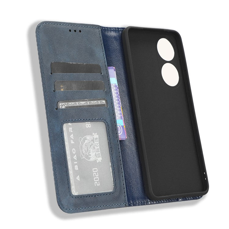 For vivo Y100 5G / T2 5G Magnetic Closing PU Leather Anti-drop Case Stand Wallet Phone Cover - Blue