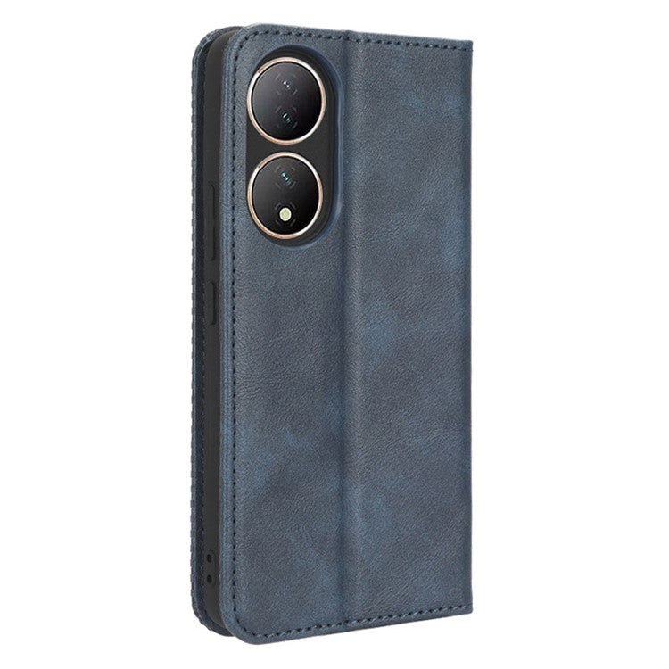 For vivo Y100 5G / T2 5G Magnetic Closing PU Leather Anti-drop Case Stand Wallet Phone Cover - Blue