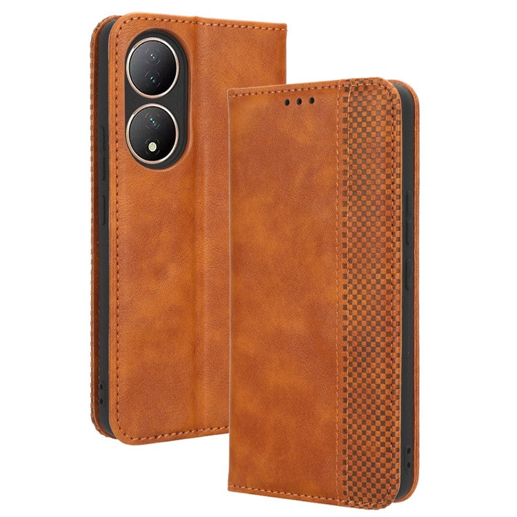 For vivo Y100 5G / T2 5G Magnetic Closing PU Leather Anti-drop Case Stand Wallet Phone Cover - Brown