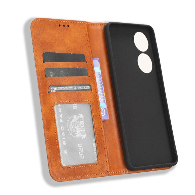 For vivo Y100 5G / T2 5G Magnetic Closing PU Leather Anti-drop Case Stand Wallet Phone Cover - Brown