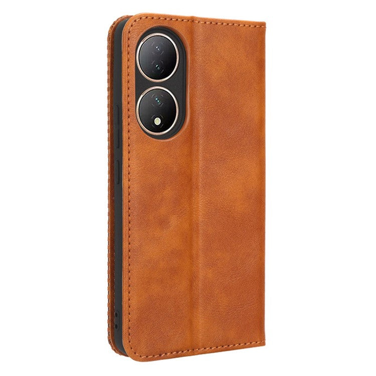 For vivo Y100 5G / T2 5G Magnetic Closing PU Leather Anti-drop Case Stand Wallet Phone Cover - Brown