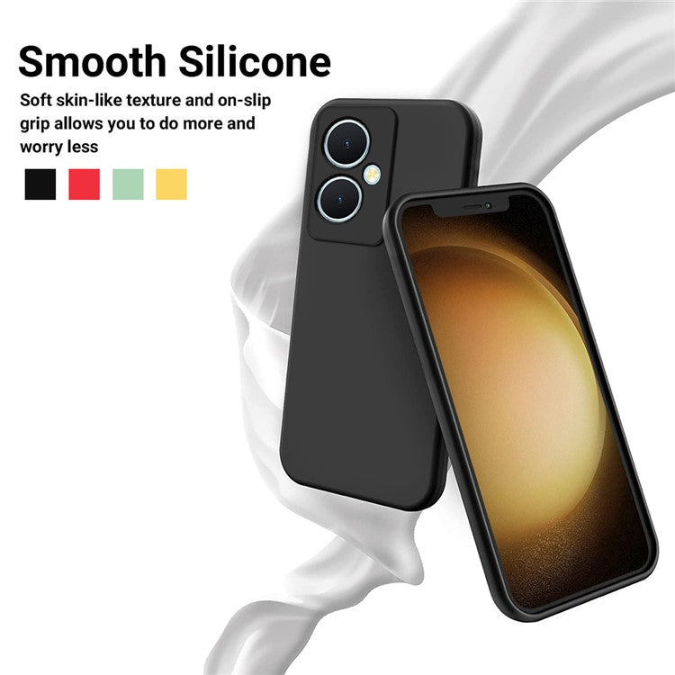 For vivo Y78+ 5G Soft Lining Anti-drop Cover Liquid Silicone Flexible Phone Case - Black