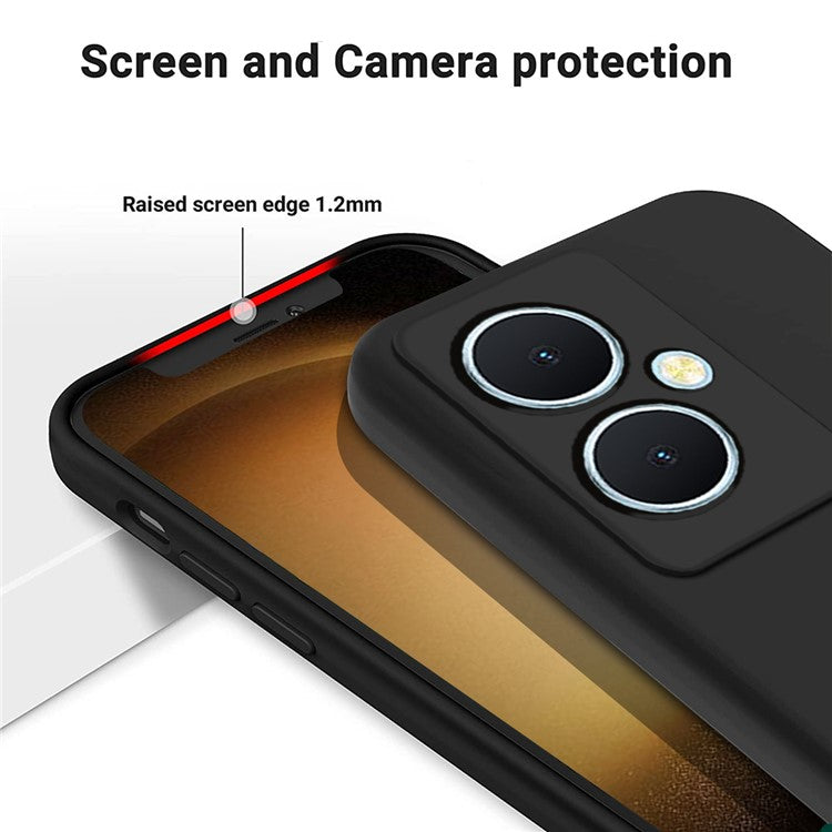 For vivo Y78+ 5G Soft Lining Anti-drop Cover Liquid Silicone Flexible Phone Case - Black