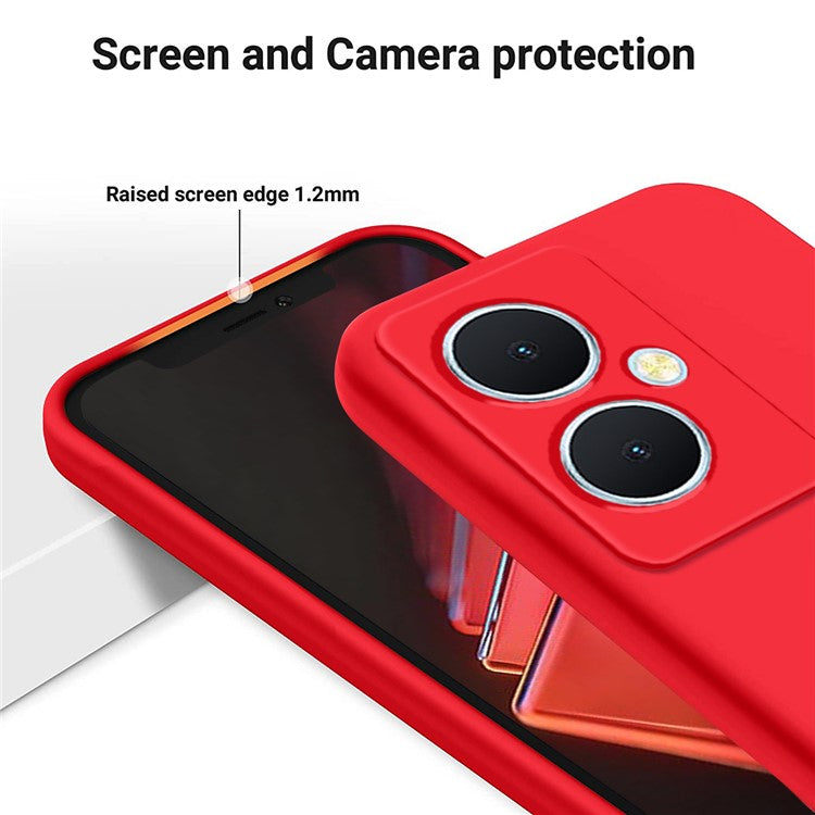 For vivo Y78+ 5G Soft Lining Anti-drop Cover Liquid Silicone Flexible Phone Case - Red