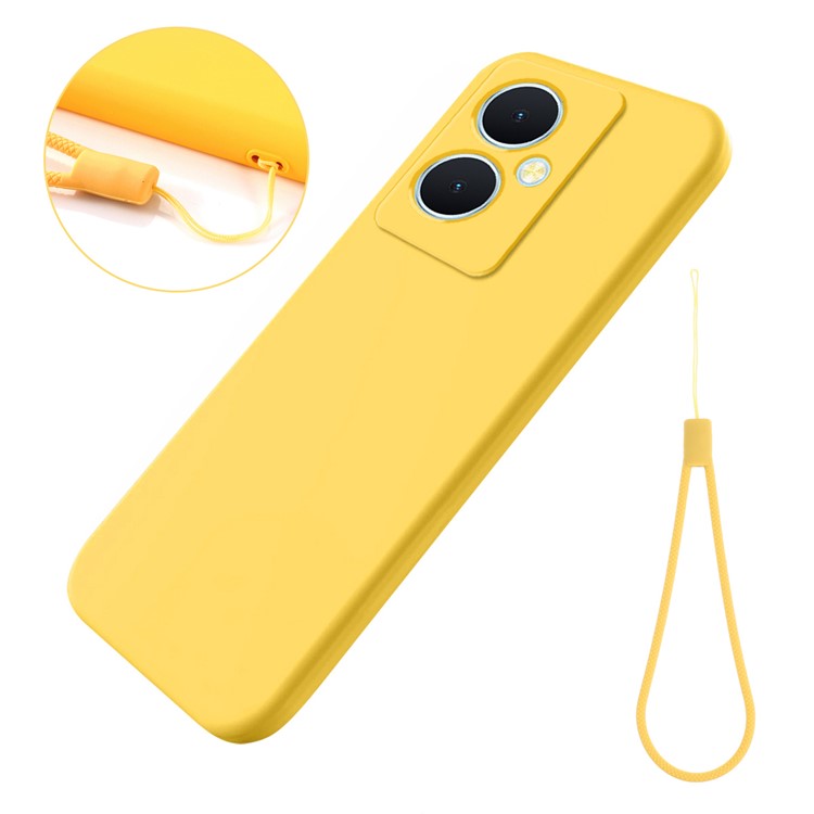 For vivo Y78+ 5G Soft Lining Anti-drop Cover Liquid Silicone Flexible Phone Case - Yellow