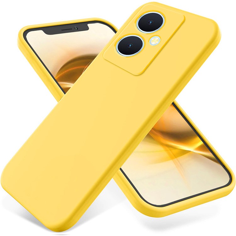 For vivo Y78+ 5G Soft Lining Anti-drop Cover Liquid Silicone Flexible Phone Case - Yellow