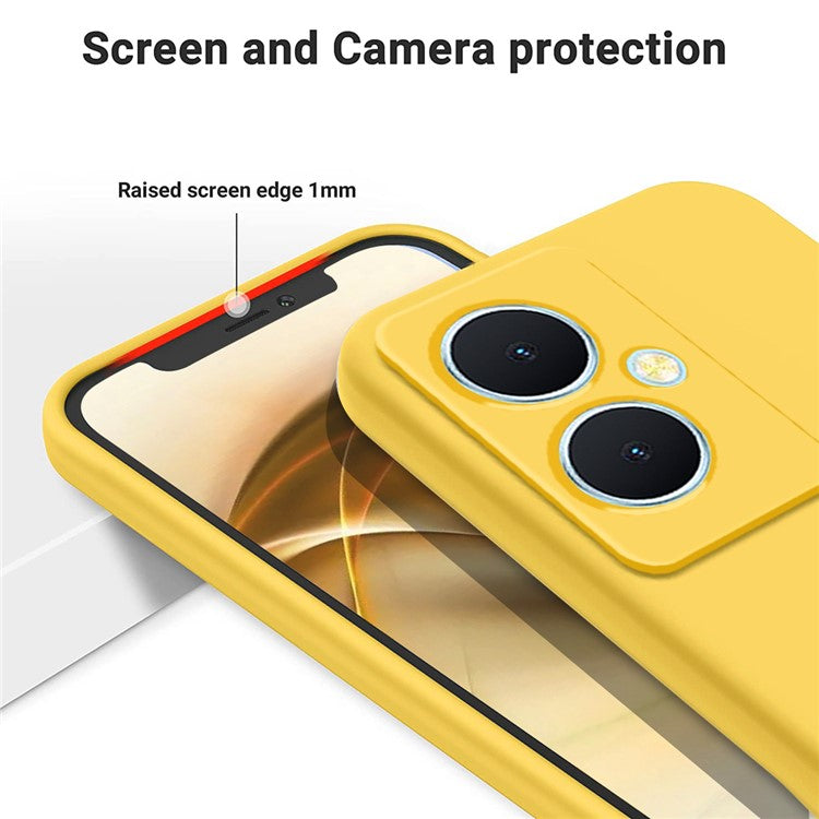 For vivo Y78+ 5G Soft Lining Anti-drop Cover Liquid Silicone Flexible Phone Case - Yellow