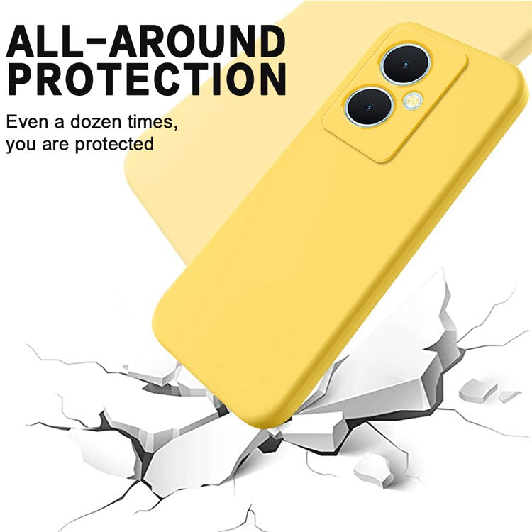 For vivo Y78+ 5G Soft Lining Anti-drop Cover Liquid Silicone Flexible Phone Case - Yellow