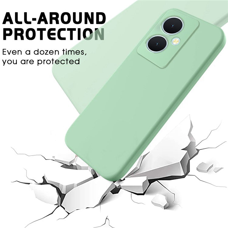 For vivo Y78+ 5G Soft Lining Anti-drop Cover Liquid Silicone Flexible Phone Case - Green