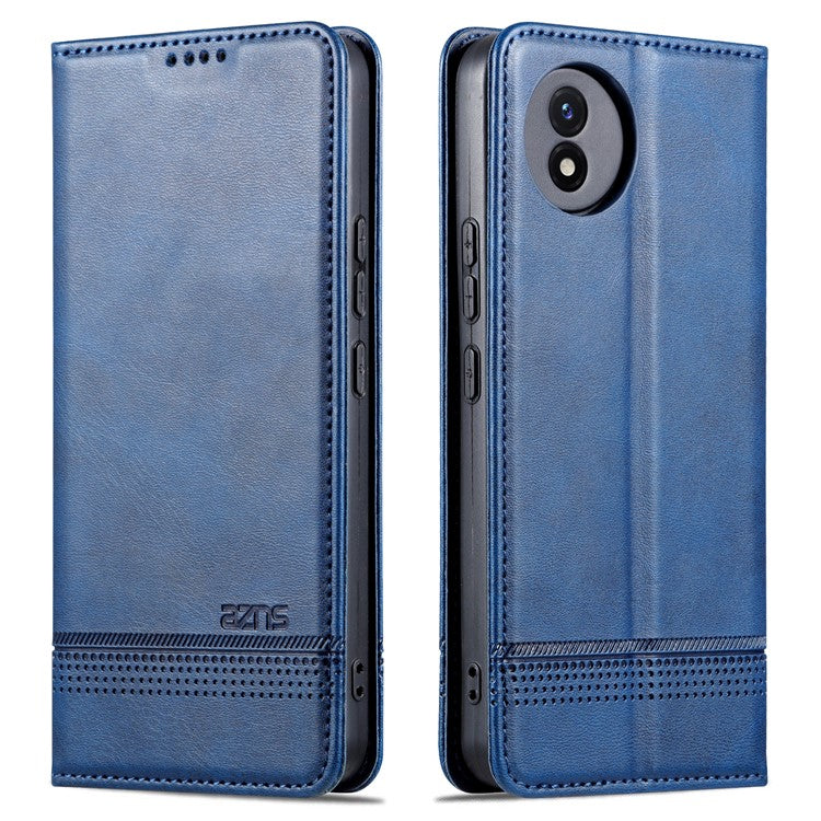 AZNS For vivo Y02A 4G / Y02 4G / Y11 (2023) PU Leather Phone Case Wallet Stand Anti-scratch Cover - Blue