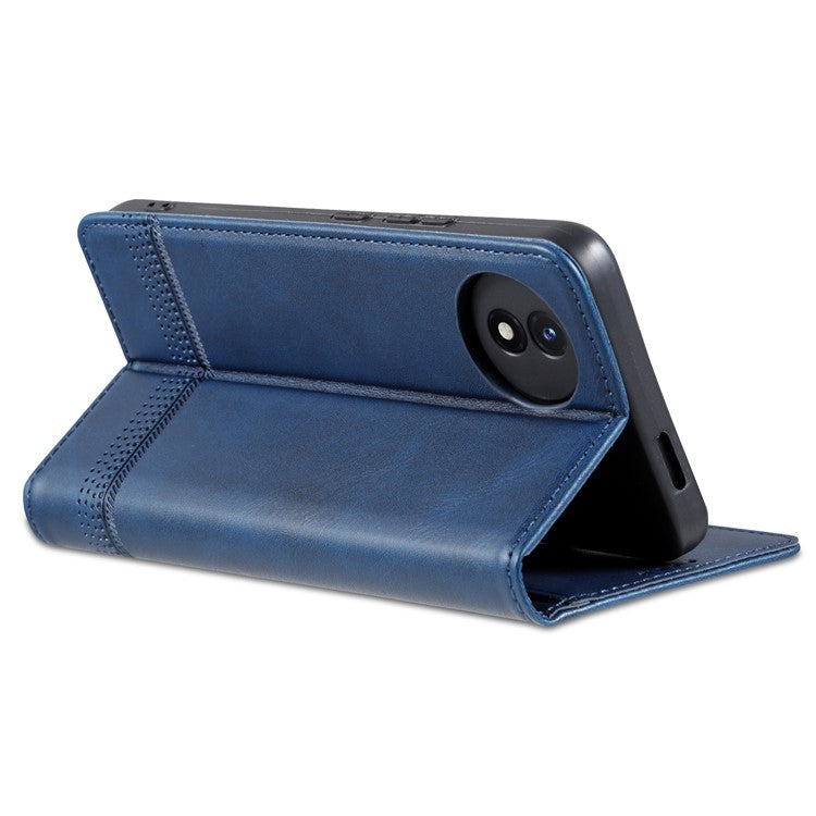 AZNS For vivo Y02A 4G / Y02 4G / Y11 (2023) PU Leather Phone Case Wallet Stand Anti-scratch Cover - Blue