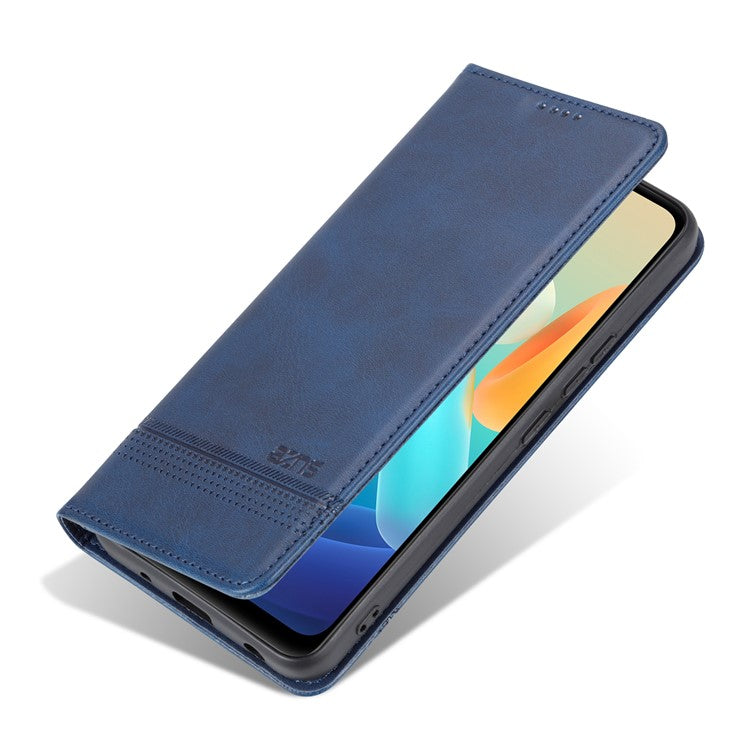 AZNS For vivo Y02A 4G / Y02 4G / Y11 (2023) PU Leather Phone Case Wallet Stand Anti-scratch Cover - Blue