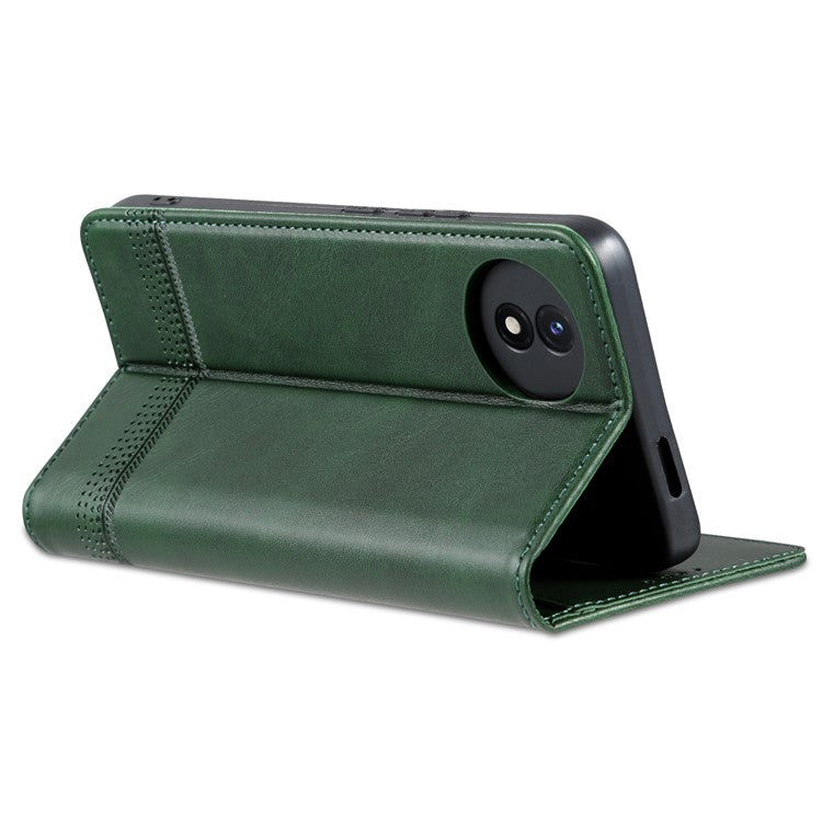 AZNS For vivo Y02A 4G / Y02 4G / Y11 (2023) PU Leather Phone Case Wallet Stand Anti-scratch Cover - Green