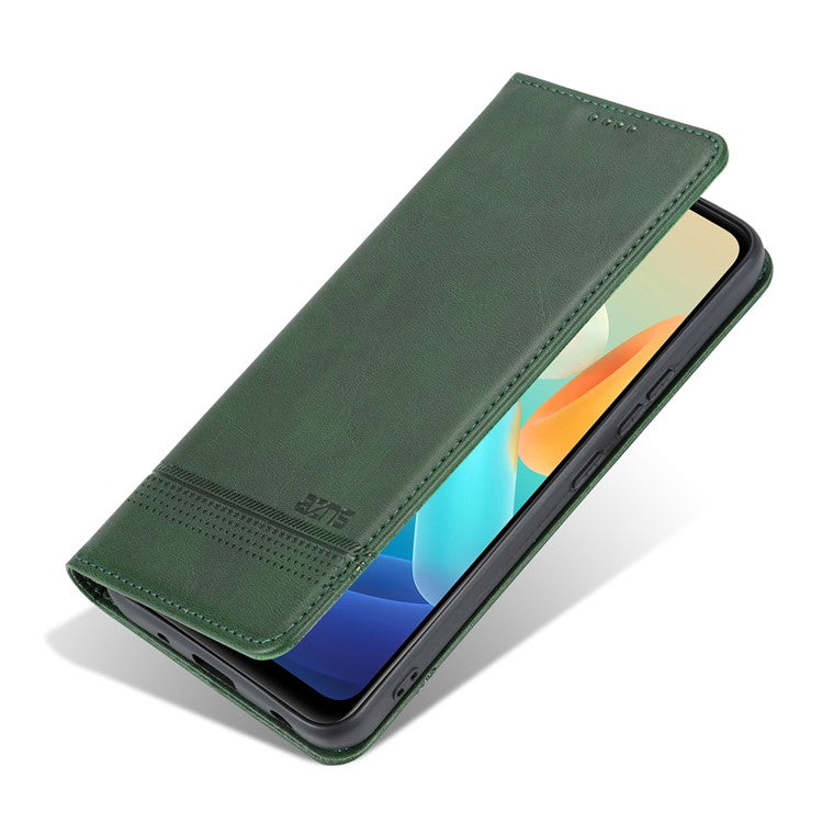 AZNS For vivo Y02A 4G / Y02 4G / Y11 (2023) PU Leather Phone Case Wallet Stand Anti-scratch Cover - Green