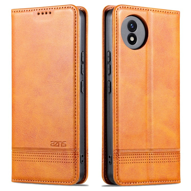 AZNS For vivo Y02A 4G / Y02 4G / Y11 (2023) PU Leather Phone Case Wallet Stand Anti-scratch Cover - Brown