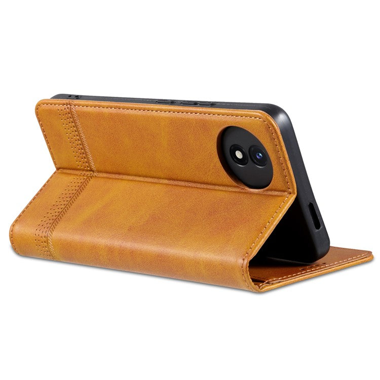 AZNS For vivo Y02A 4G / Y02 4G / Y11 (2023) PU Leather Phone Case Wallet Stand Anti-scratch Cover - Brown