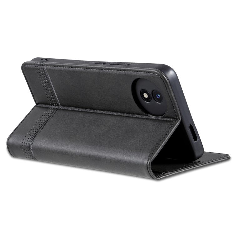 AZNS For vivo Y02A 4G / Y02 4G / Y11 (2023) PU Leather Phone Case Wallet Stand Anti-scratch Cover - Black