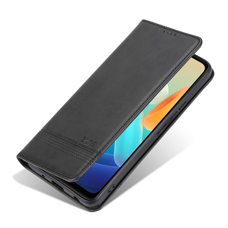 AZNS For vivo Y02A 4G / Y02 4G / Y11 (2023) PU Leather Phone Case Wallet Stand Anti-scratch Cover - Black