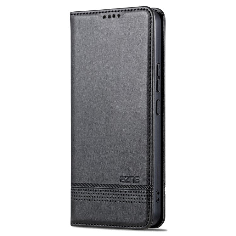 AZNS For vivo Y02A 4G / Y02 4G / Y11 (2023) PU Leather Phone Case Wallet Stand Anti-scratch Cover - Black