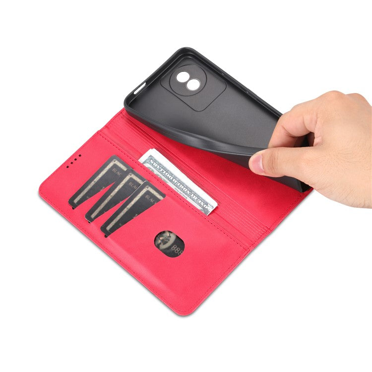 AZNS For vivo Y02A 4G / Y02 4G / Y11 (2023) PU Leather Phone Case Wallet Stand Anti-scratch Cover - Red