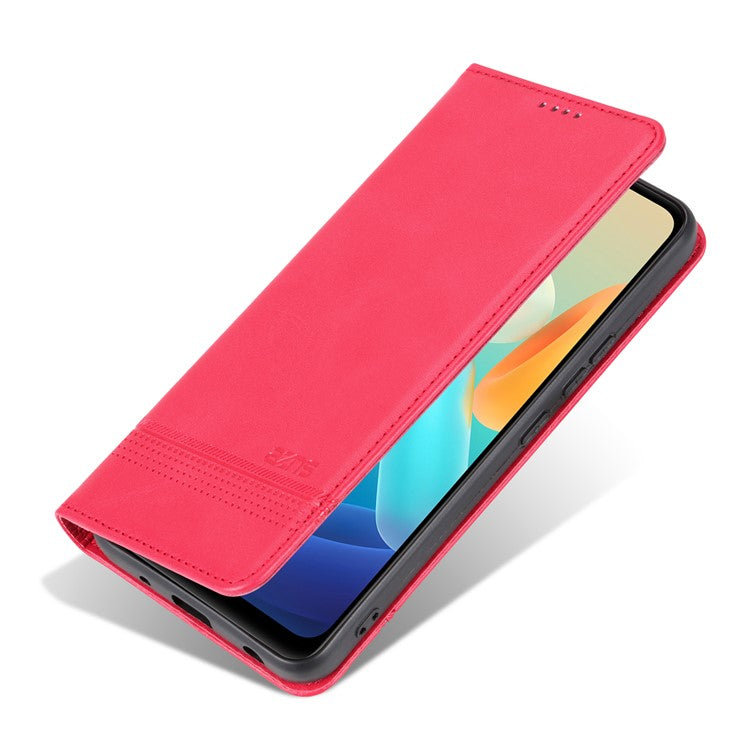 AZNS For vivo Y02A 4G / Y02 4G / Y11 (2023) PU Leather Phone Case Wallet Stand Anti-scratch Cover - Red