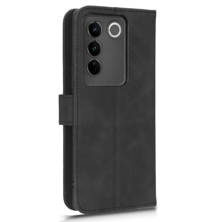 For vivo S16 / S16 Pro / V27 5G / V27 Pro 5G PU Leather Cover Wallet Flip Stand Skin-touch Cell Phone Case - Black