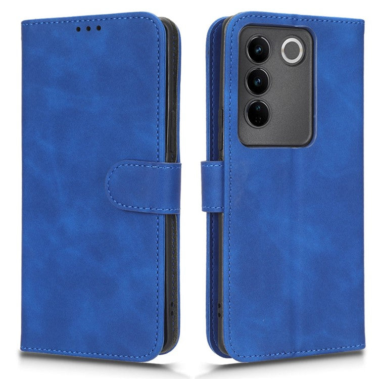 For vivo S16 / S16 Pro / V27 5G / V27 Pro 5G PU Leather Cover Wallet Flip Stand Skin-touch Cell Phone Case - Blue