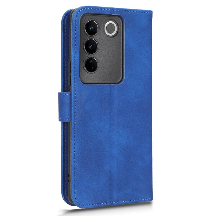 For vivo S16 / S16 Pro / V27 5G / V27 Pro 5G PU Leather Cover Wallet Flip Stand Skin-touch Cell Phone Case - Blue