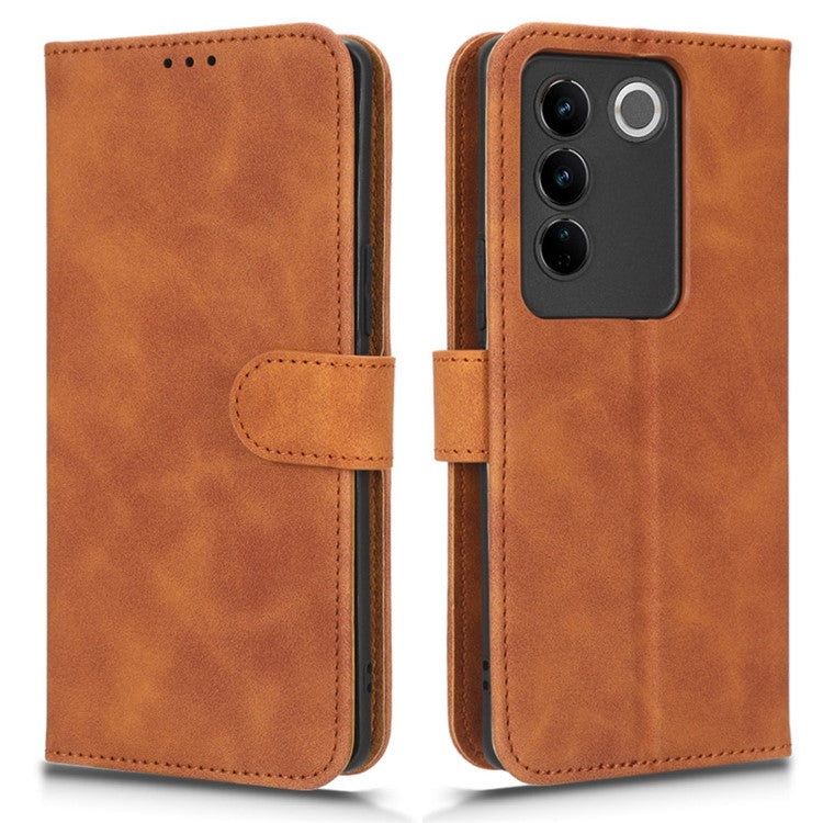 For vivo S16 / S16 Pro / V27 5G / V27 Pro 5G PU Leather Cover Wallet Flip Stand Skin-touch Cell Phone Case - Brown