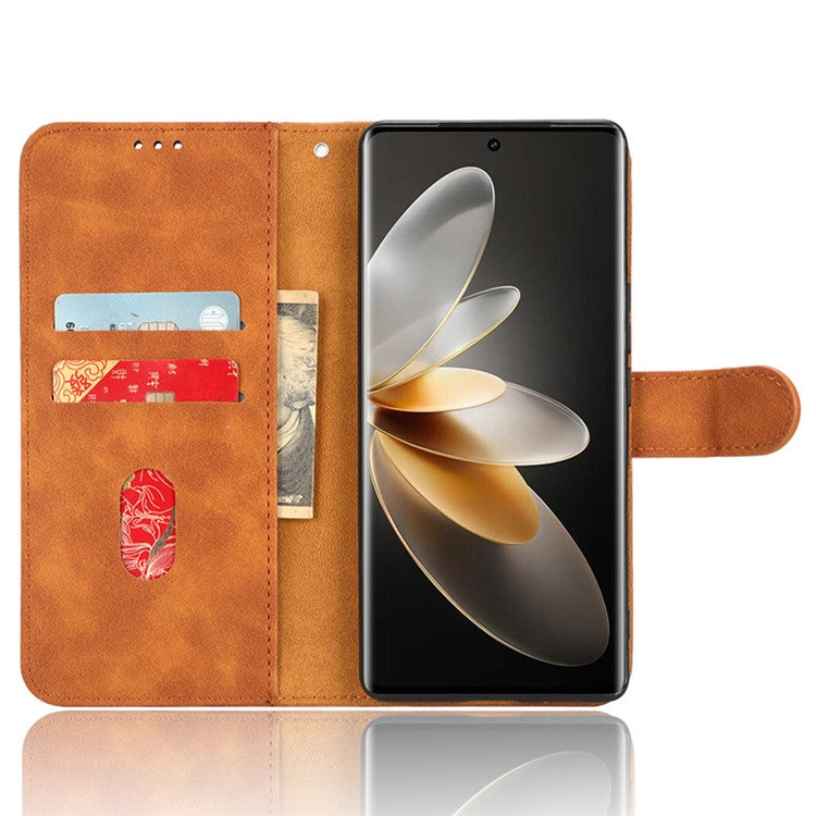 For vivo S16 / S16 Pro / V27 5G / V27 Pro 5G PU Leather Cover Wallet Flip Stand Skin-touch Cell Phone Case - Brown