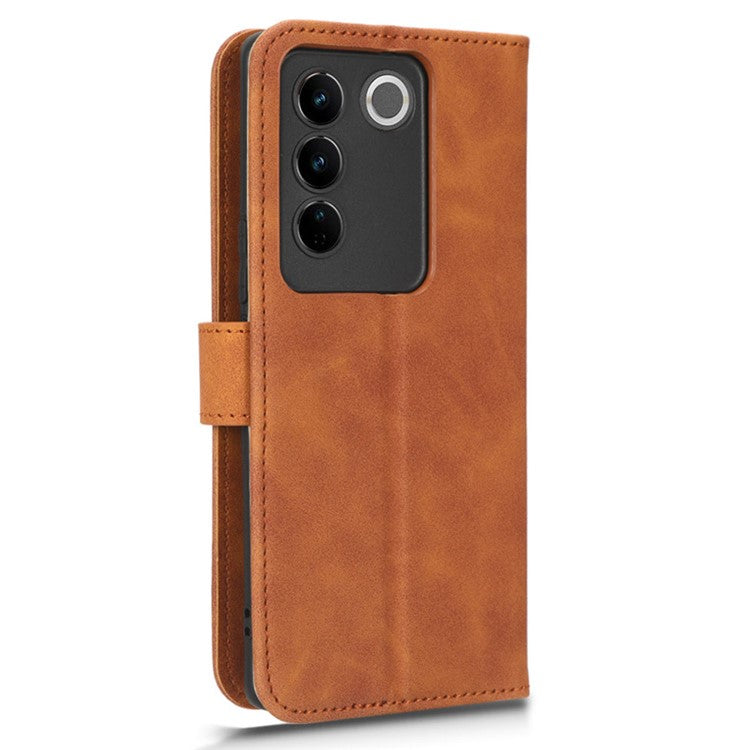 For vivo S16 / S16 Pro / V27 5G / V27 Pro 5G PU Leather Cover Wallet Flip Stand Skin-touch Cell Phone Case - Brown