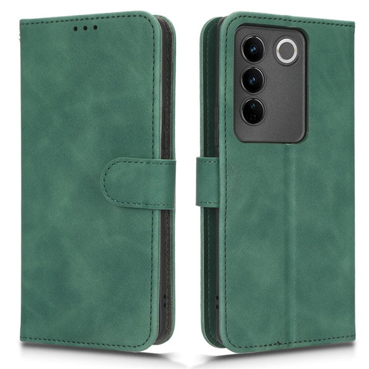 For vivo S16 / S16 Pro / V27 5G / V27 Pro 5G PU Leather Cover Wallet Flip Stand Skin-touch Cell Phone Case - Green