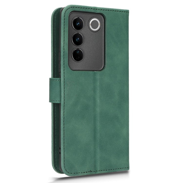 For vivo S16 / S16 Pro / V27 5G / V27 Pro 5G PU Leather Cover Wallet Flip Stand Skin-touch Cell Phone Case - Green