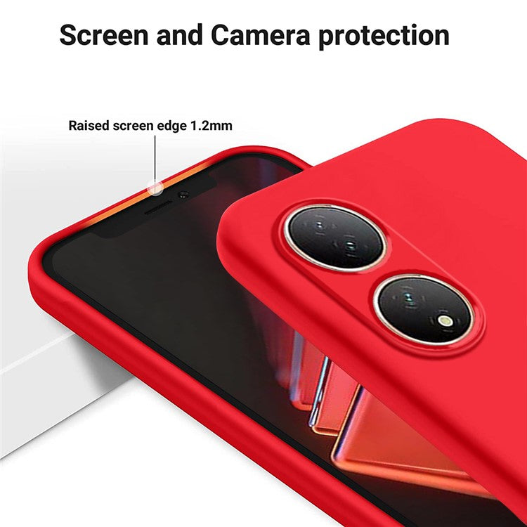 For vivo T2 5G / Y100 5G Phone Shell Soft Lining Liquid Silicone Phone Case Drop Protection Cover - Red