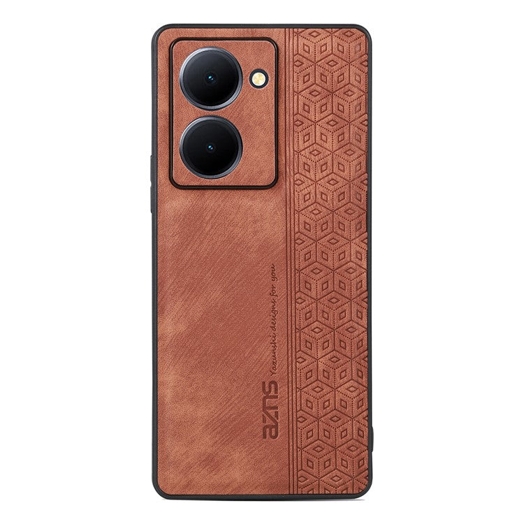 AZNS For vivo Y78 5G Cell Phone Case PU Leather+TPU Imprinted Anti-Scratch Phone Cover - Brown