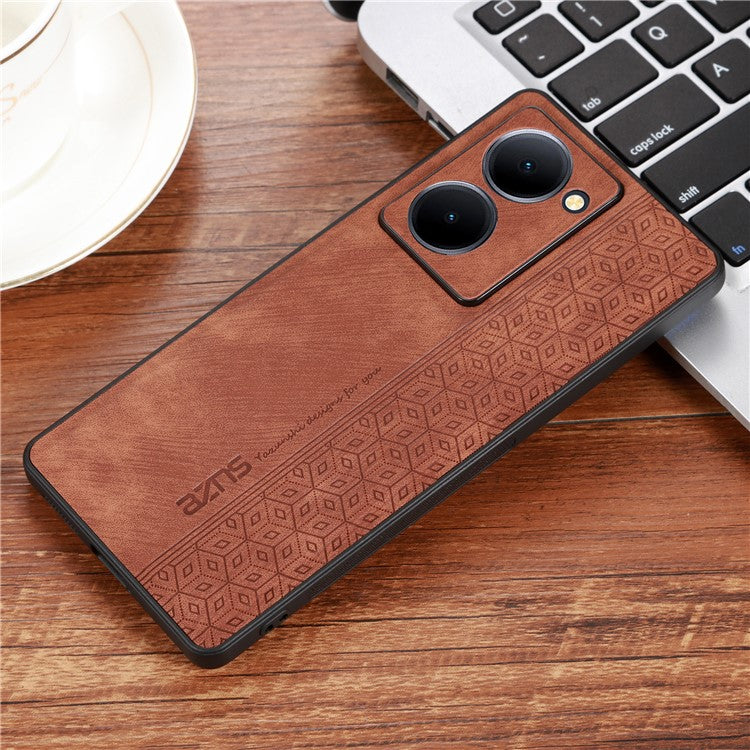 AZNS For vivo Y78 5G Cell Phone Case PU Leather+TPU Imprinted Anti-Scratch Phone Cover - Brown