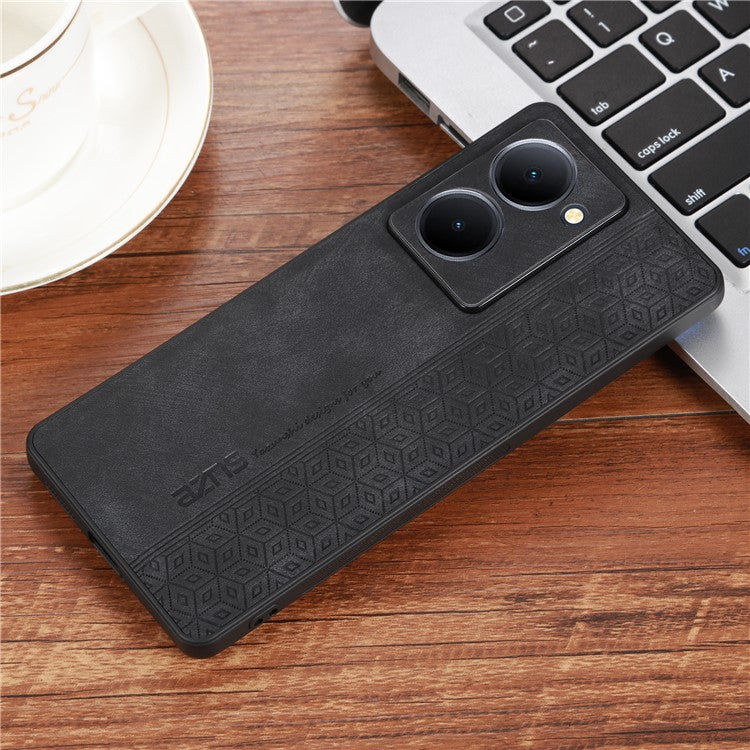 AZNS For vivo Y78 5G Cell Phone Case PU Leather+TPU Imprinted Anti-Scratch Phone Cover - Black