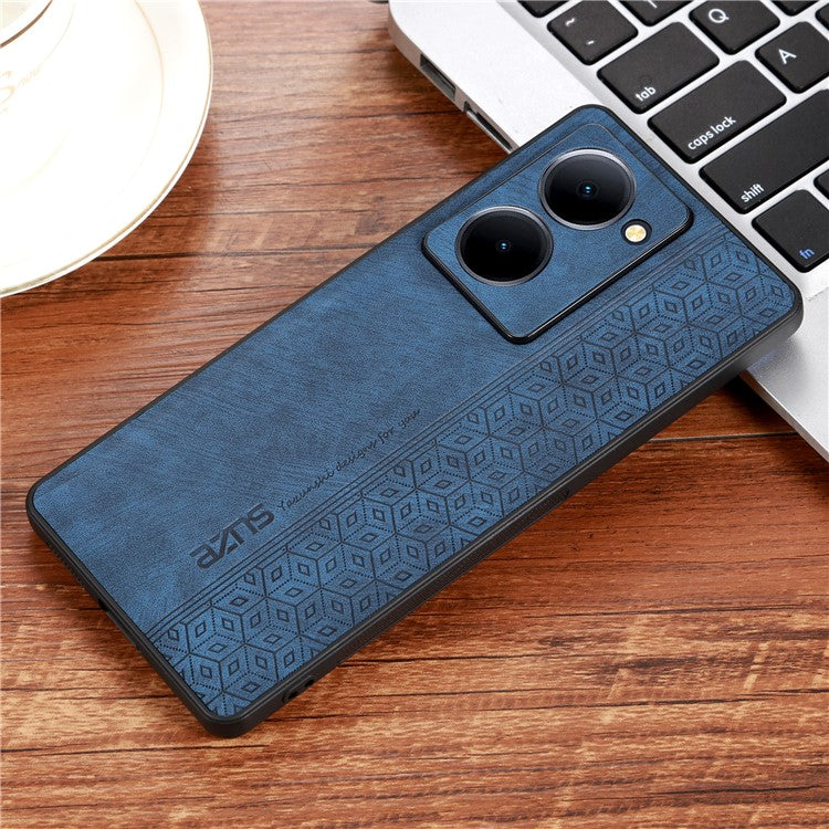 AZNS For vivo Y78 5G Cell Phone Case PU Leather+TPU Imprinted Anti-Scratch Phone Cover - Blue