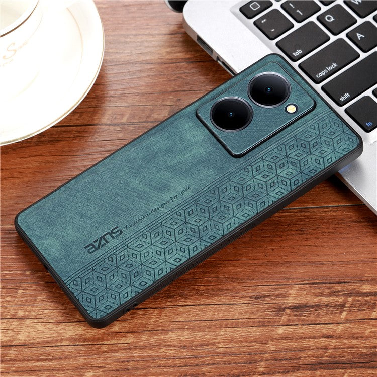 AZNS For vivo Y78 5G Cell Phone Case PU Leather+TPU Imprinted Anti-Scratch Phone Cover - Green