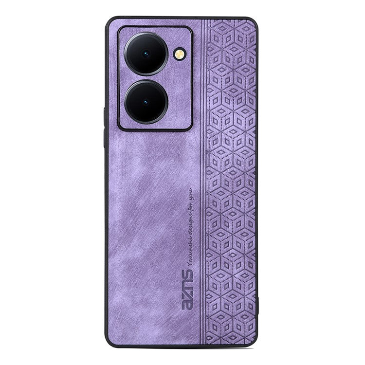 AZNS For vivo Y78 5G Cell Phone Case PU Leather+TPU Imprinted Anti-Scratch Phone Cover - Purple