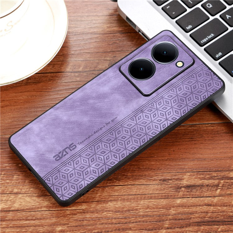 AZNS For vivo Y78 5G Cell Phone Case PU Leather+TPU Imprinted Anti-Scratch Phone Cover - Purple